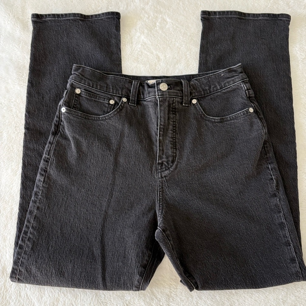 Madewell Washed Black High-Rise Straight Jeans